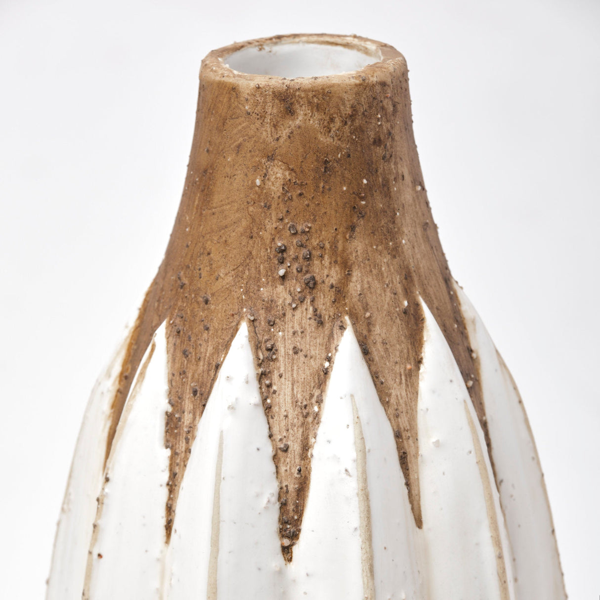 Sisko II Tall Rustic Brown White Ceramic Vase by Mercana at Eve Furniture