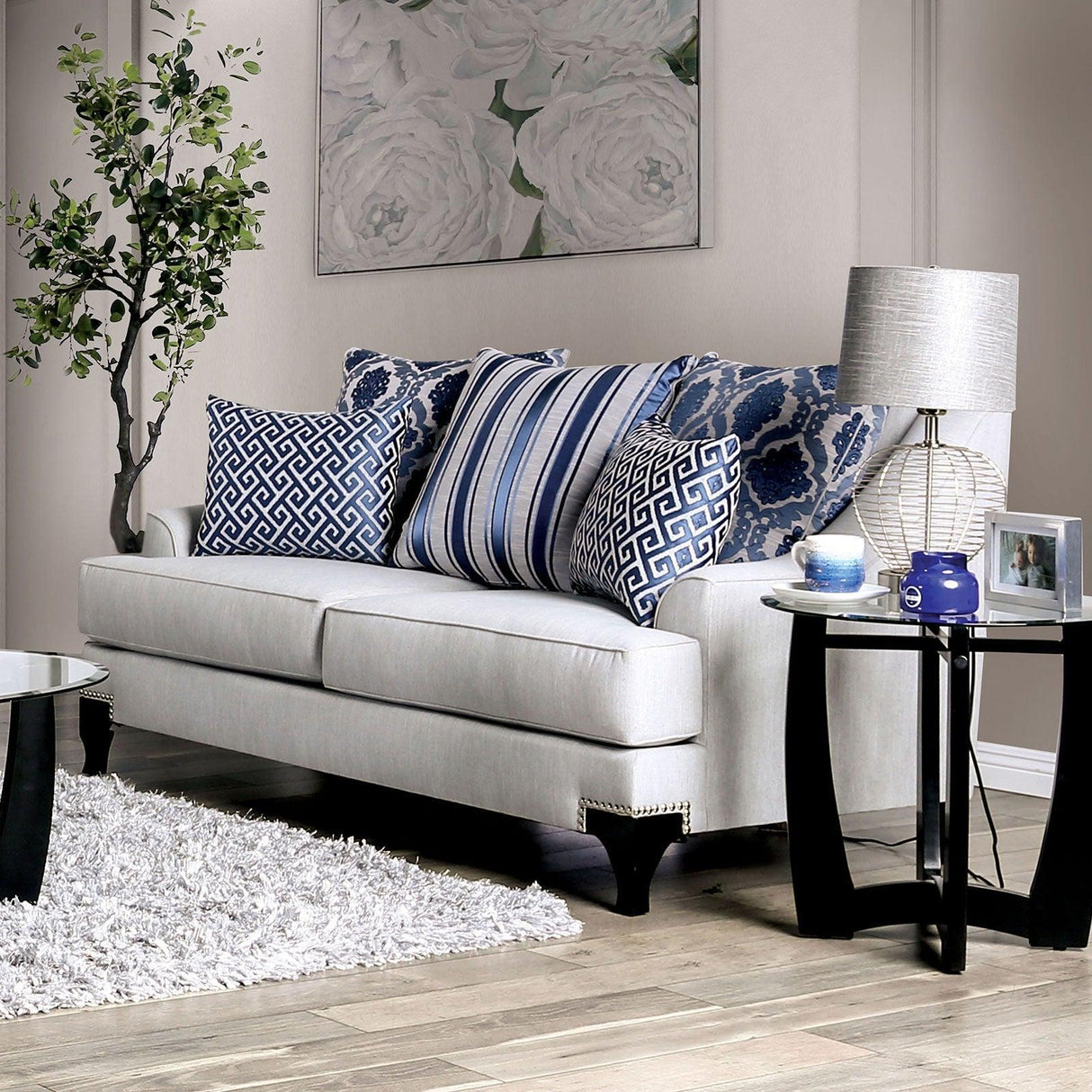 Sisseton Light Gray Loveseat by Furniture of America at Eve Furniture
