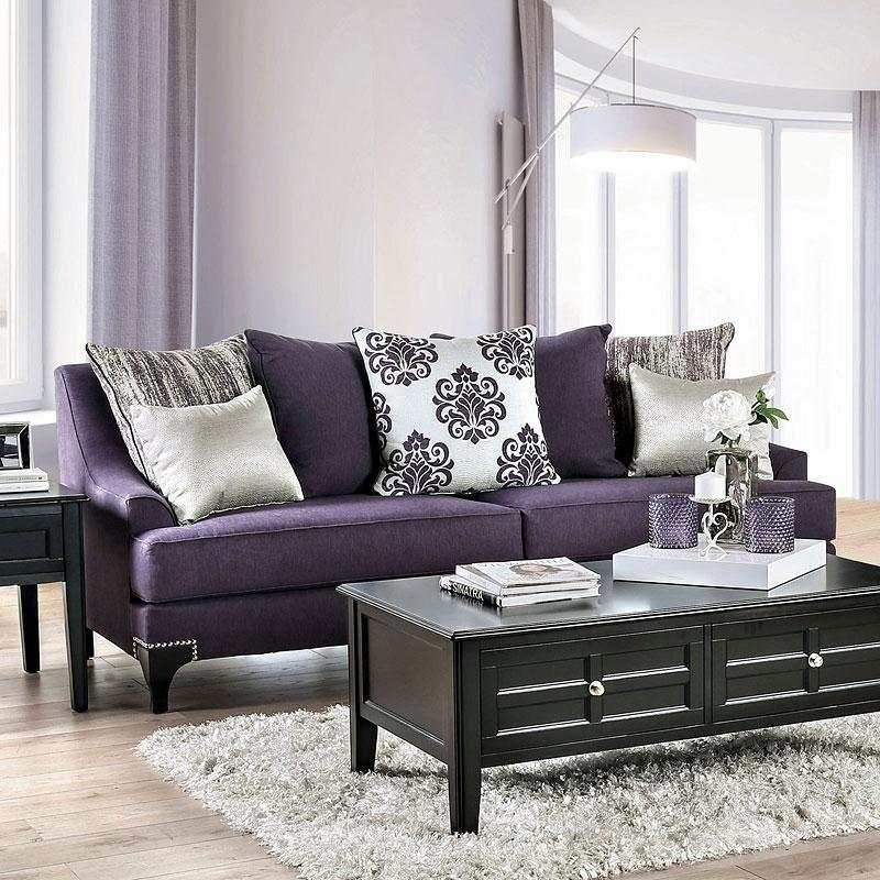 Sisseton Purple Stationary Sofa & Loveseat by Furniture of America at Eve Furniture