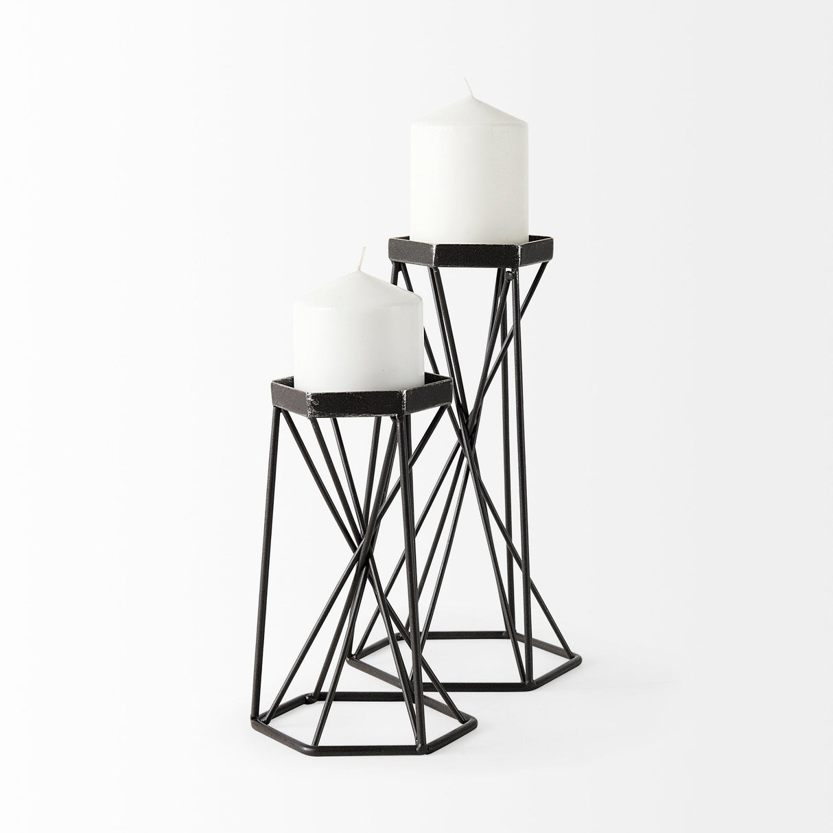 Sixx II Large Antiqued Metal Hexagonal Table Candle Holder by Mercana at Eve Furniture