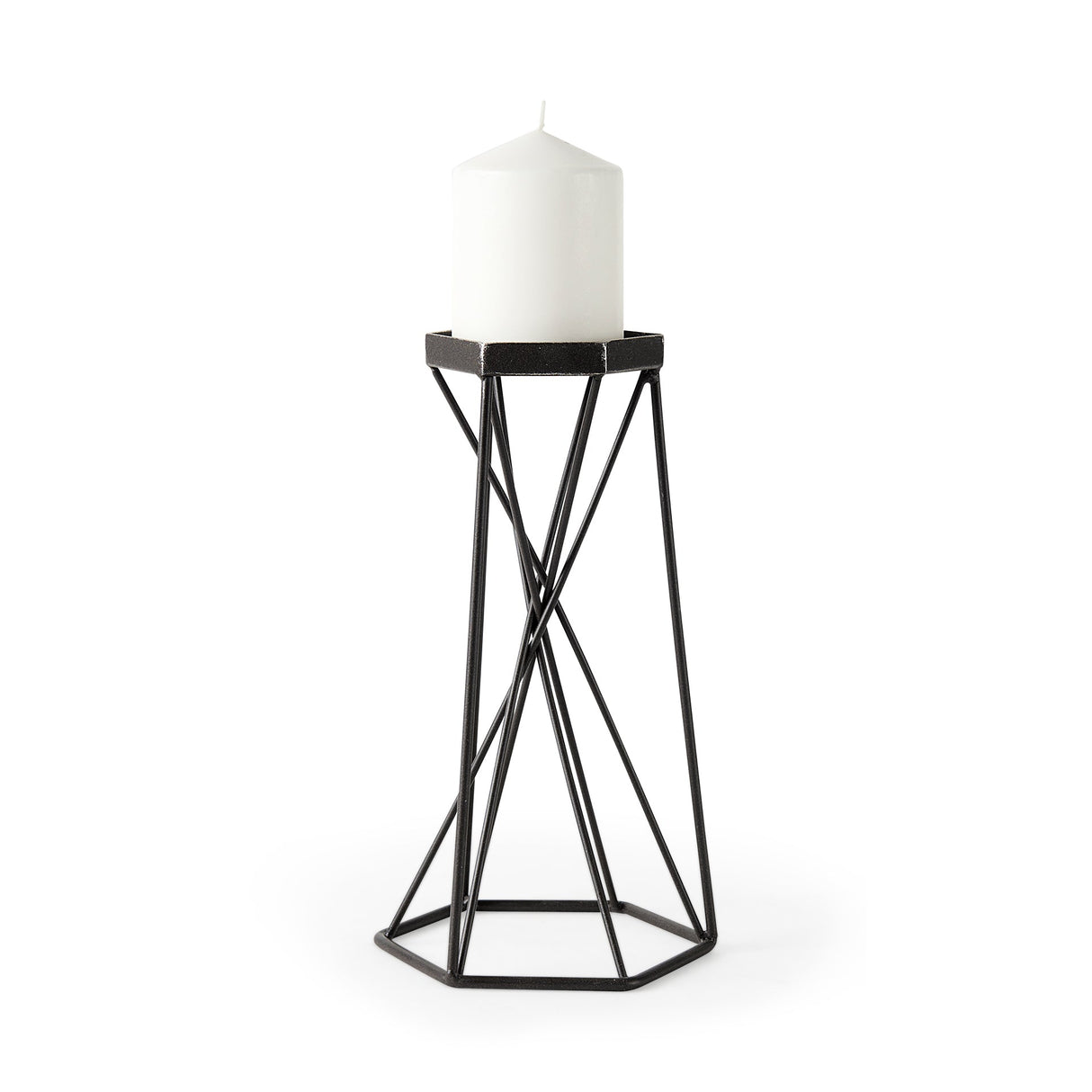 Sixx II Large Antiqued Metal Hexagonal Table Candle Holder by Mercana at Eve Furniture
