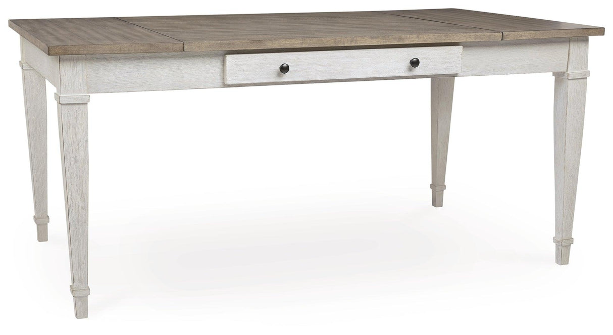 Skempton Two-tone Dining Table, 2 Chairs, and Bench by Ashley at Eve Furniture
