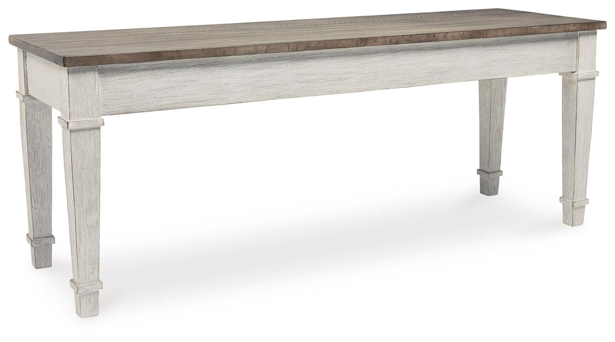 Skempton Two-tone Dining Table, 2 Chairs, and Bench by Ashley at Eve Furniture