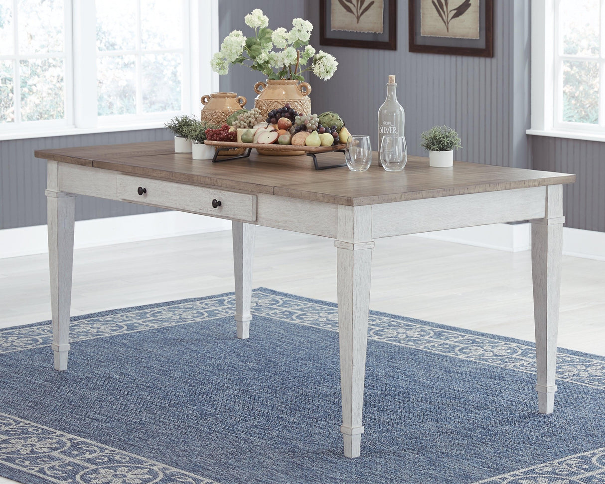 Skempton Two-tone Dining Table, 2 Chairs, and Bench by Ashley at Eve Furniture