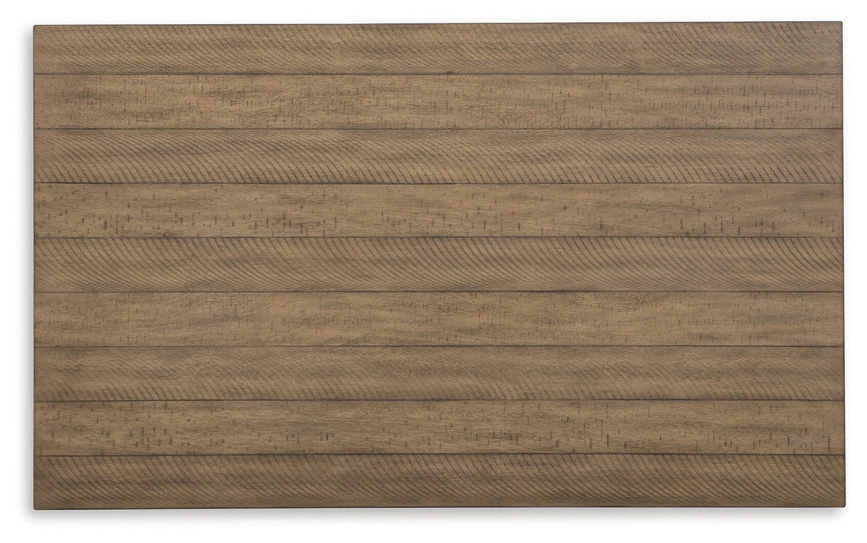 Skempton White And Light Brown Counter Height Dining Table and 6 Bar Stools by Ashley at Eve Furniture