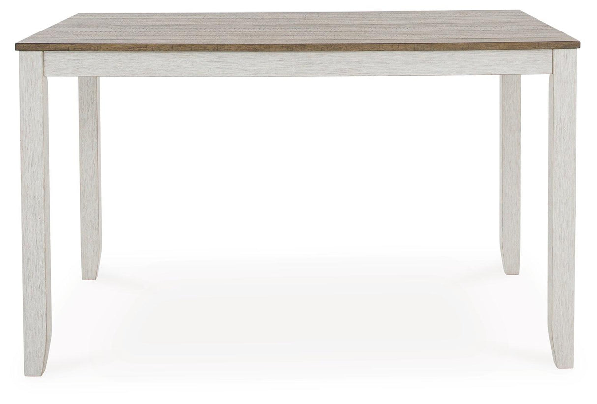 Skempton White And Light Brown Counter Height Dining Table and 6 Bar Stools by Ashley at Eve Furniture