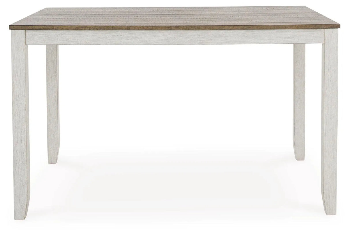 Skempton White And Light Brown Counter Height Dining Table and 6 Bar Stools by Ashley at Eve Furniture