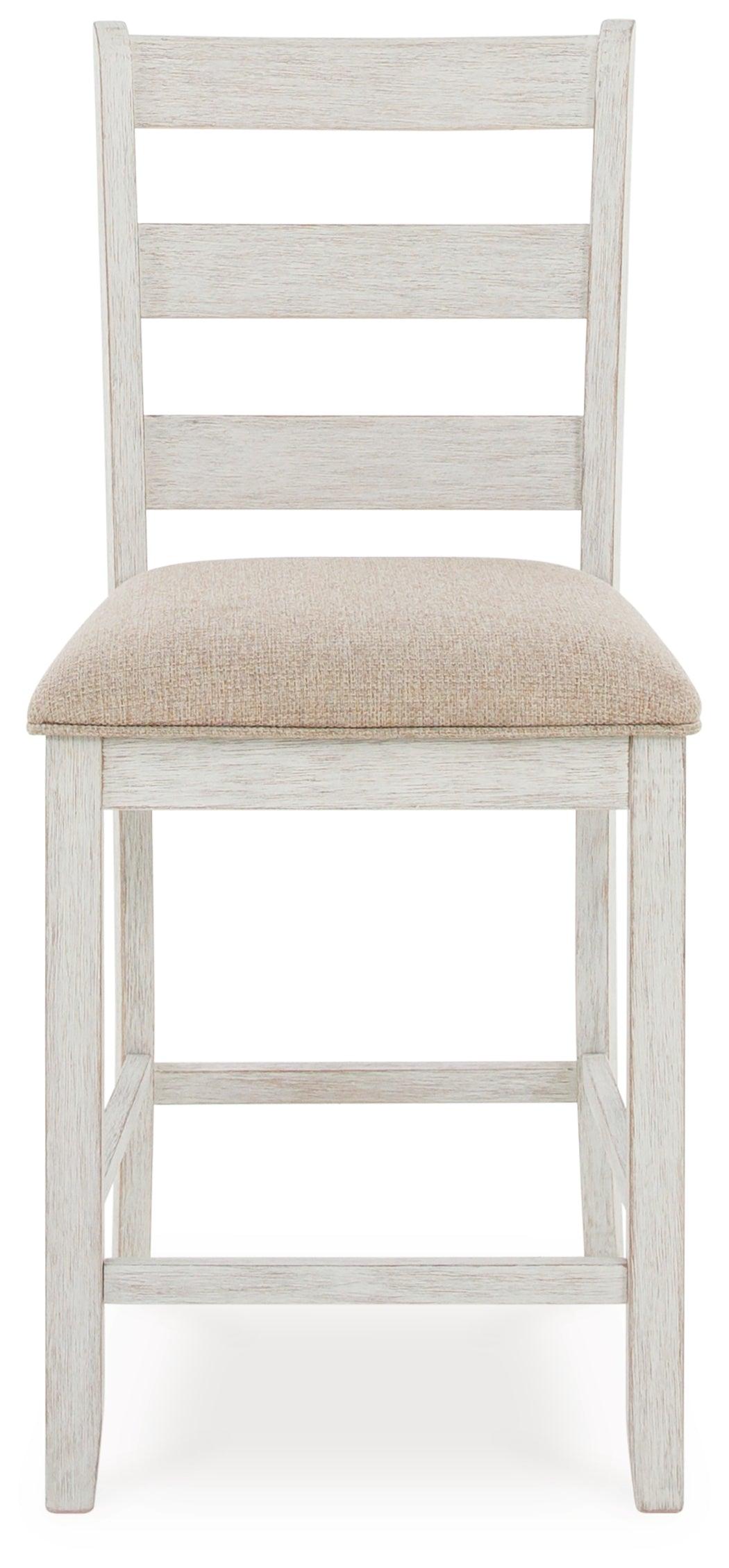 Skempton White And Light Brown Counter Height Dining Table and 6 Bar Stools by Ashley at Eve Furniture