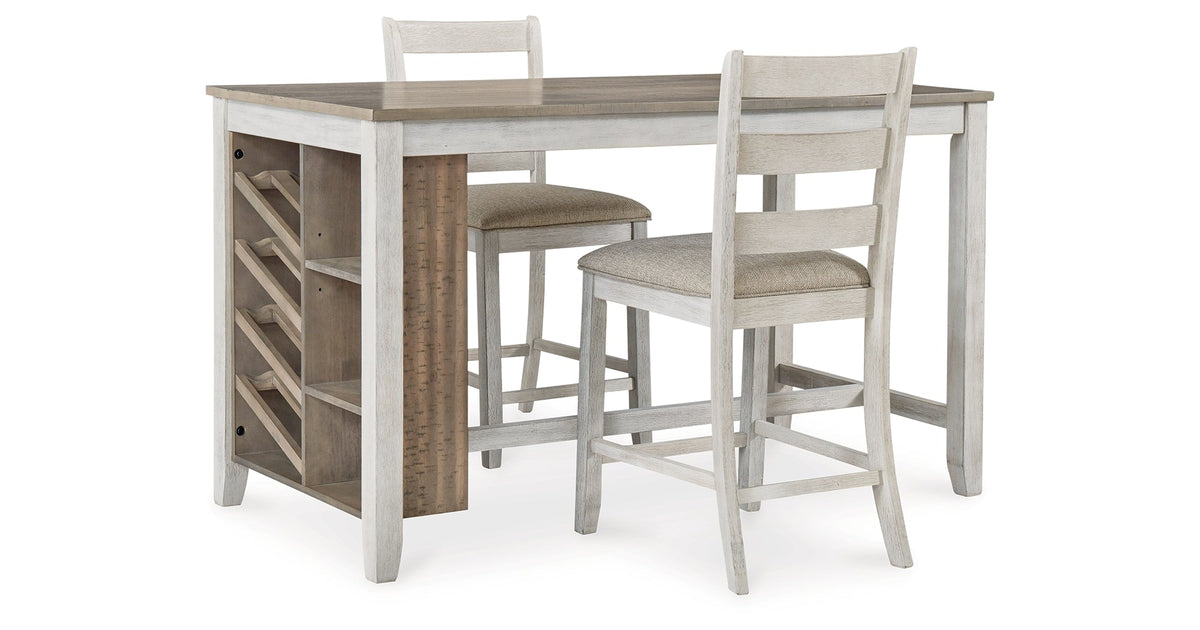 Skempton White/Light Brown Counter Height Dining Table and 4 Barstools by Ashley at Eve Furniture