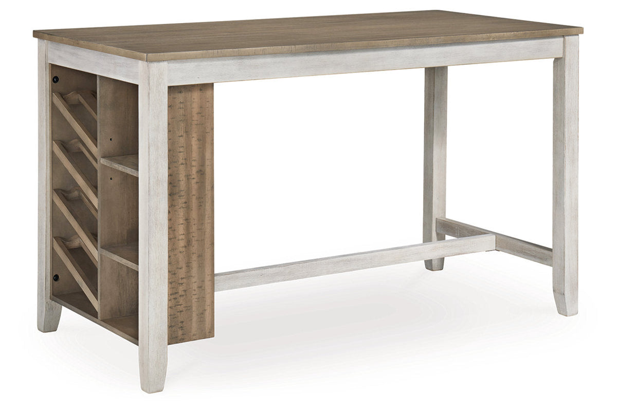 Skempton White/Light Brown Counter Height Dining Table and 4 Barstools by Ashley at Eve Furniture
