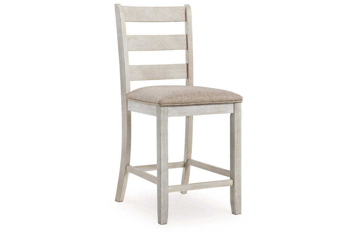 Skempton White/Light Brown Counter Height Dining Table and 4 Barstools by Ashley at Eve Furniture