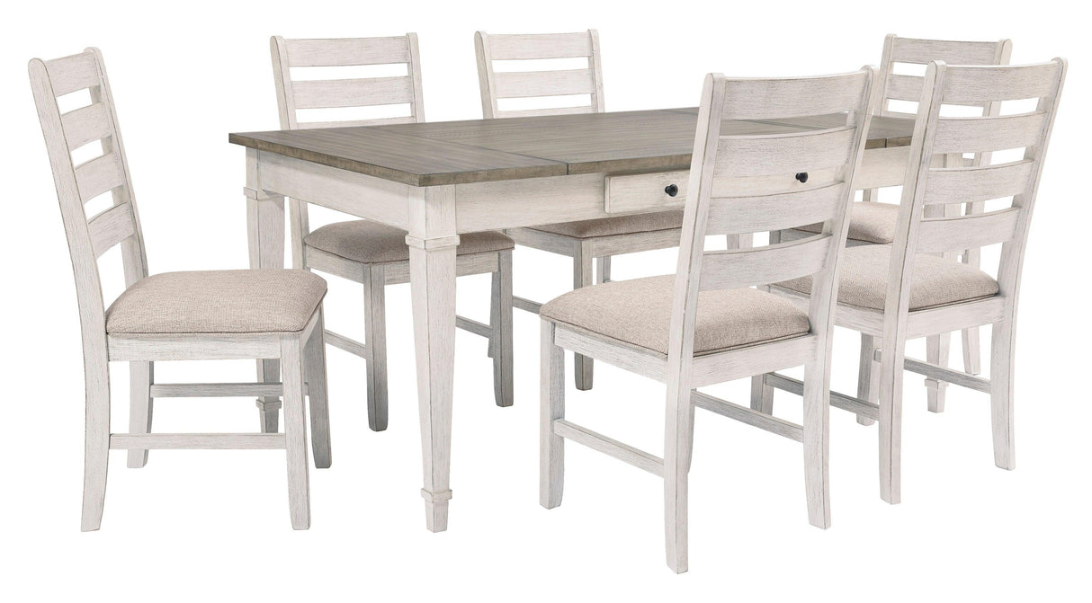 Skempton White/Light Brown Rectangular Dining Set by Ashley at Eve Furniture