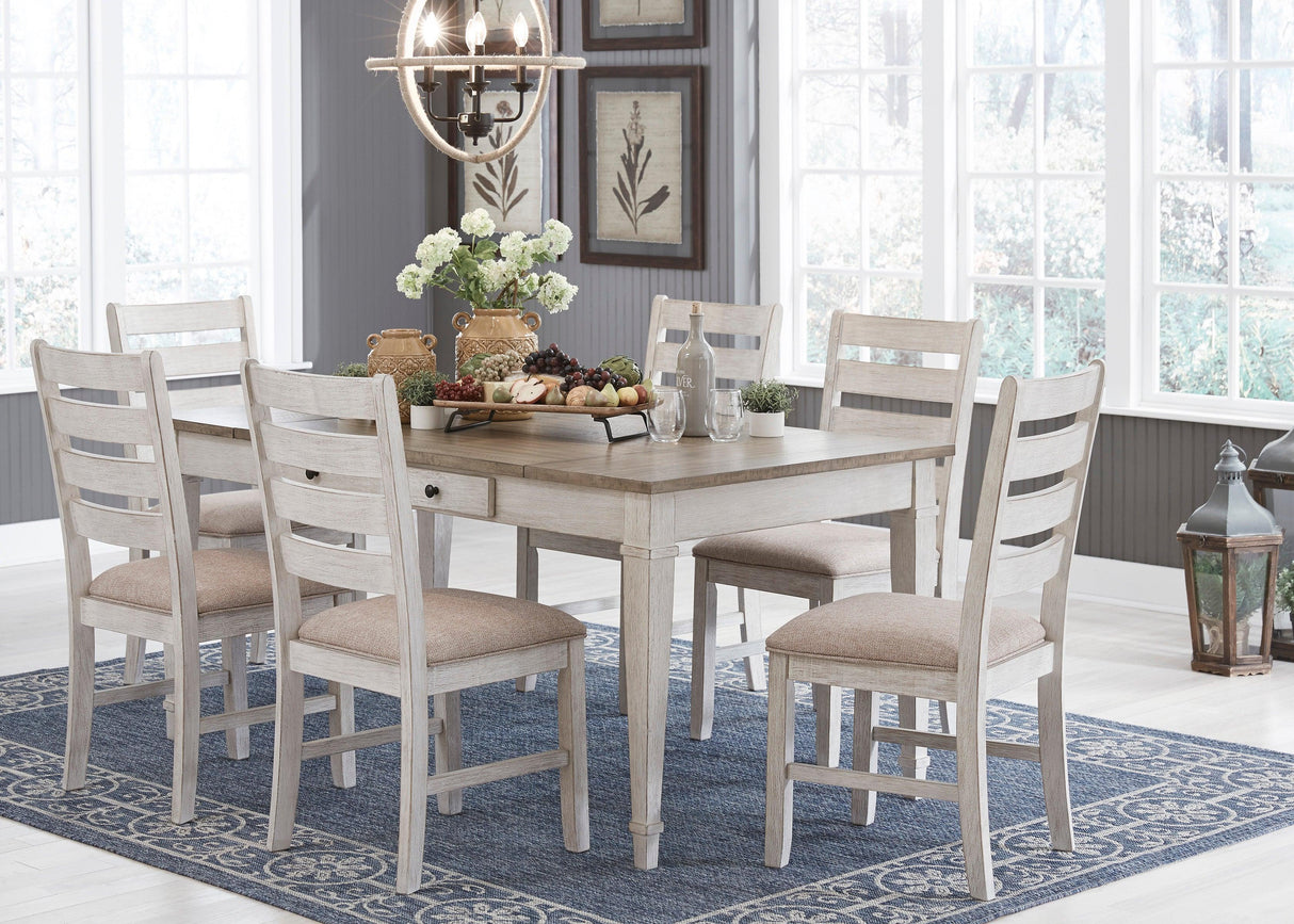 Skempton White/Light Brown Rectangular Dining Set by Ashley at Eve Furniture