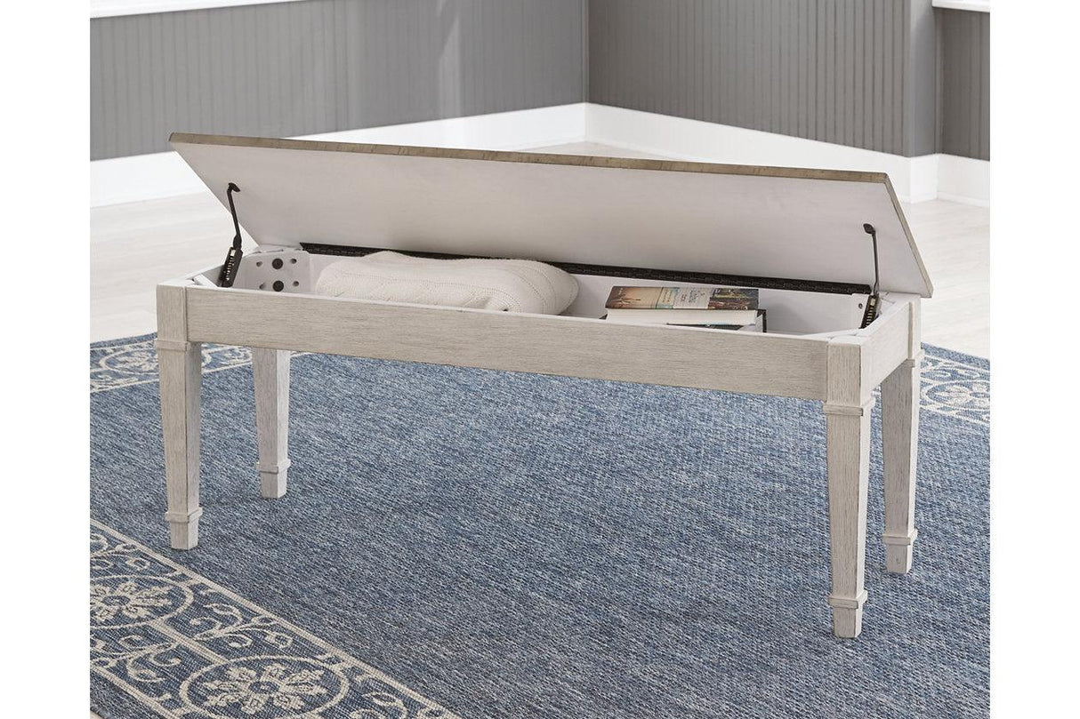 Skempton White/Light Brown Storage Bench by Ashley at Eve Furniture