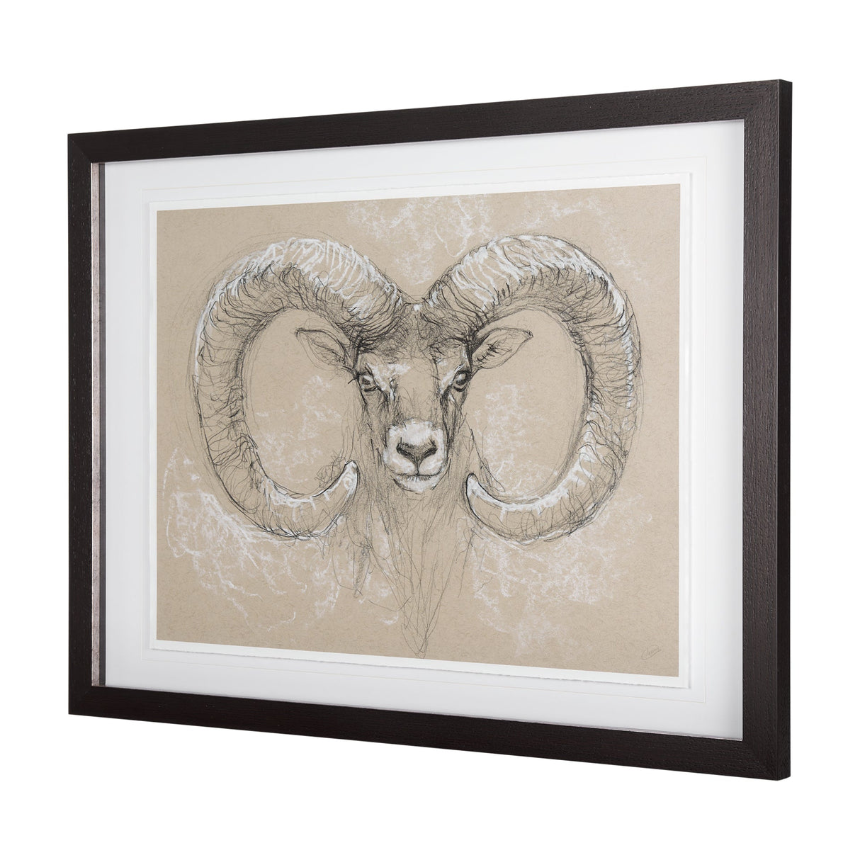 Sketch of animal I (Wild sheep) Mercana Studio Hand Embellished Framed Art Print Matted under Glass by Mercana at Eve Furniture
