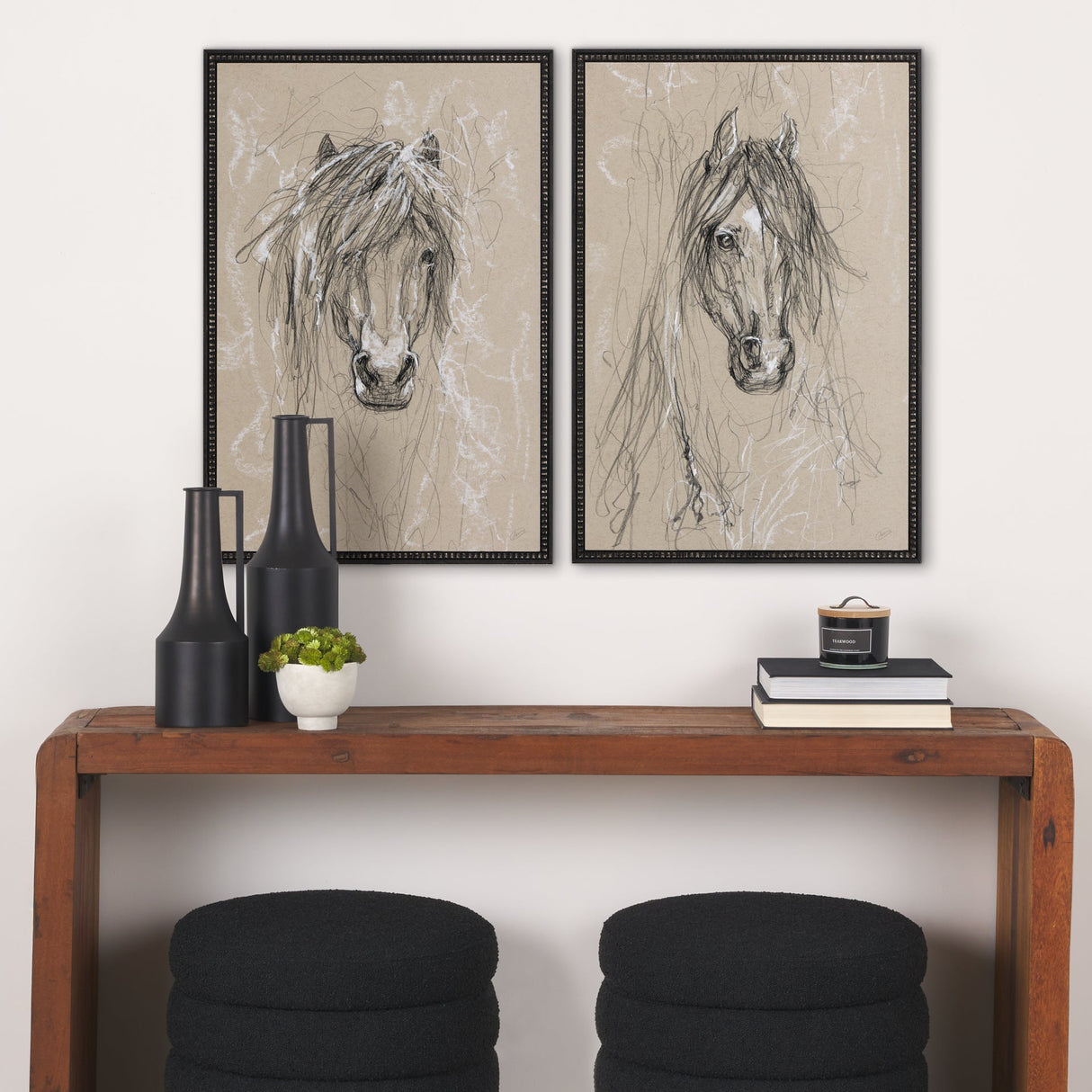 Sketch of Animal VII (Horse) by Mercana Studio a Hand Embellished Textured Framed Art Print by Mercana at Eve Furniture