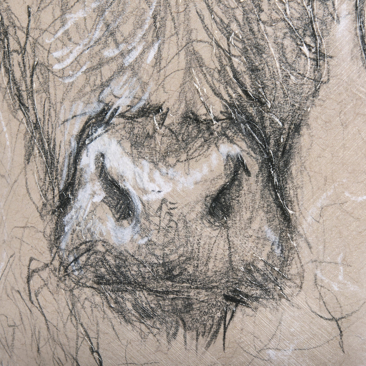 Sketch of animal VIII (Highland bull) by Mercana Studio a Hand Embellished Textured Canvas by Mercana at Eve Furniture