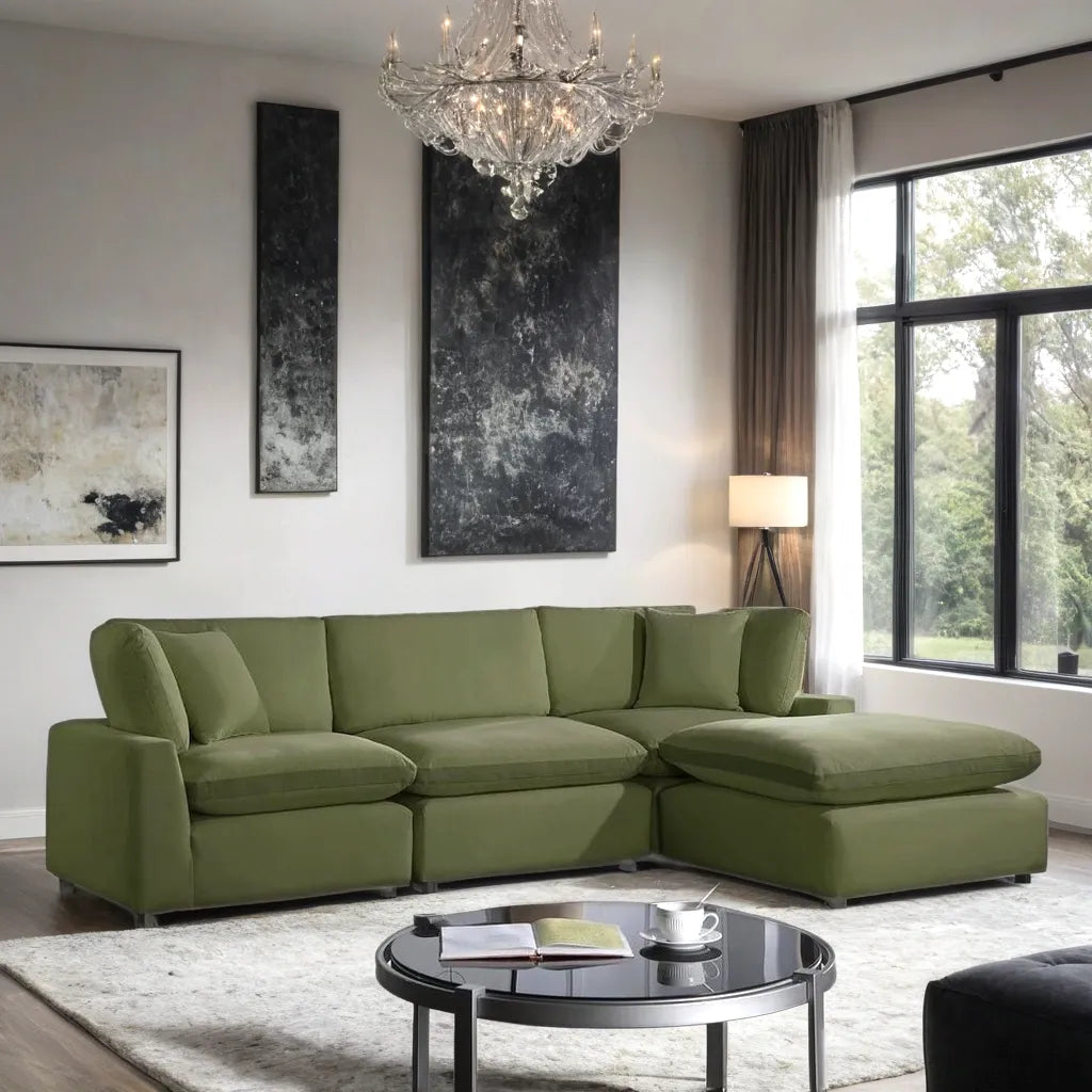 Sky Olive Velvet Modular Sectional by Happy Homes at Eve Furniture