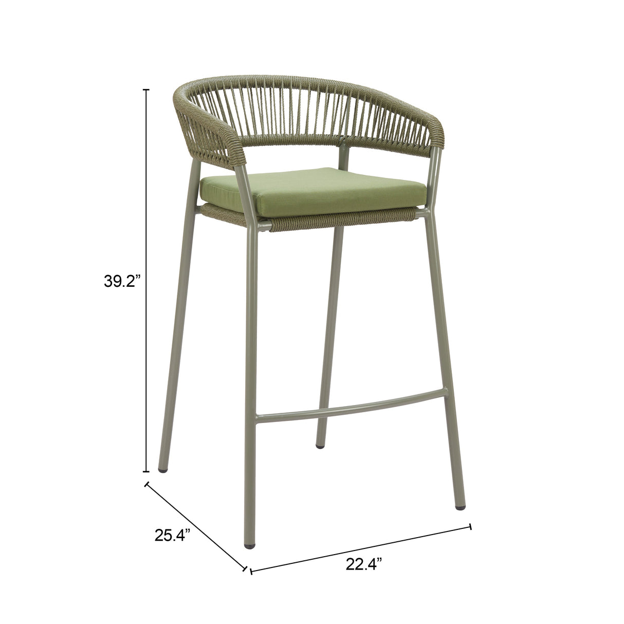 Skye Green Outdoor Barstool (Set of 2) by Zuomod at Eve Furniture