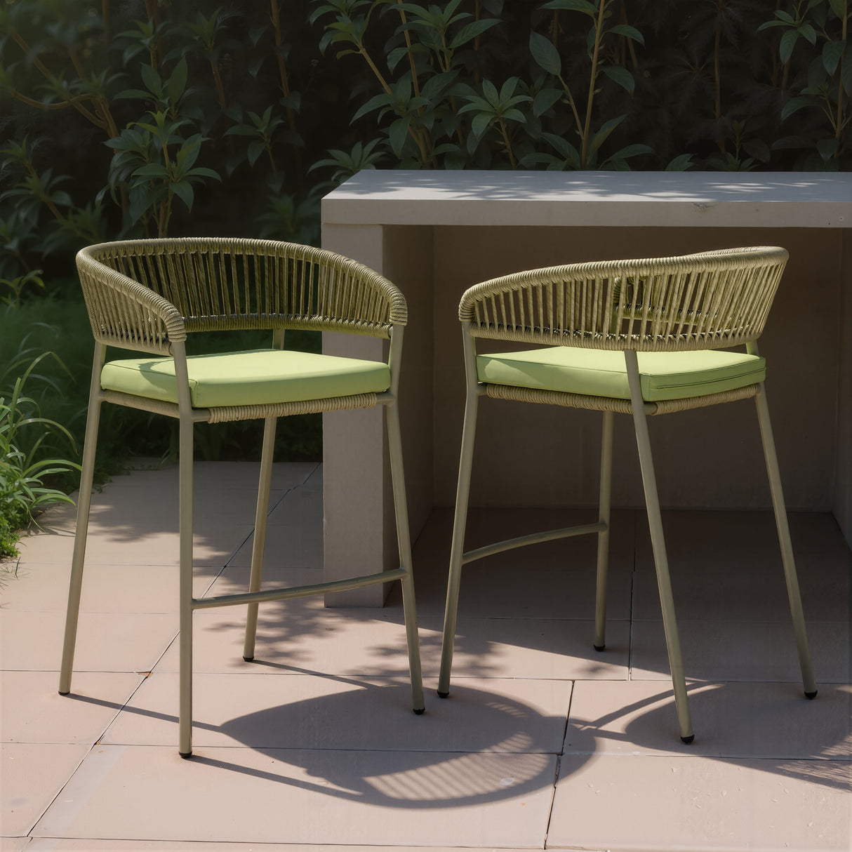 Skye Green Outdoor Barstool (Set of 2) by Zuomod at Eve Furniture