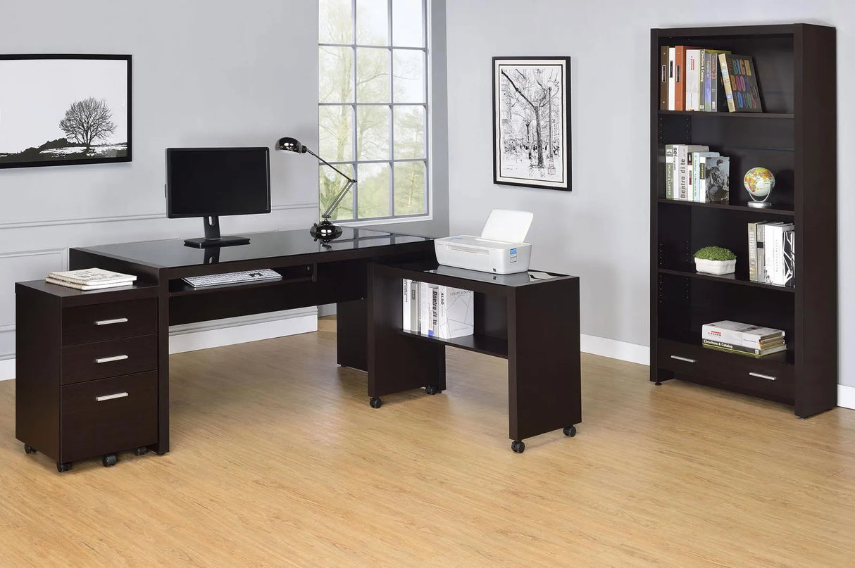 Skylar Cappuccino 5-Shelf Bookcase with Storage Drawer by Coaster at Eve Furniture