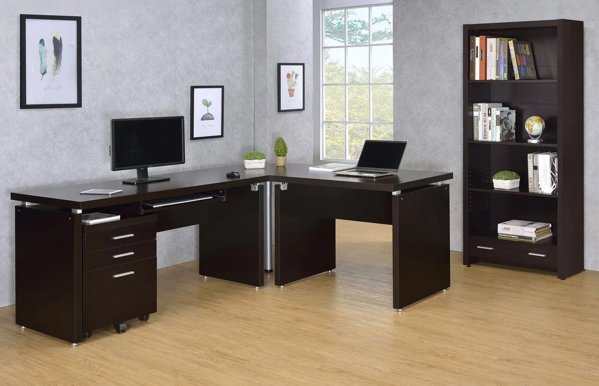 Skylar Cappuccino 5-Shelf Bookcase with Storage Drawer by Coaster at Eve Furniture