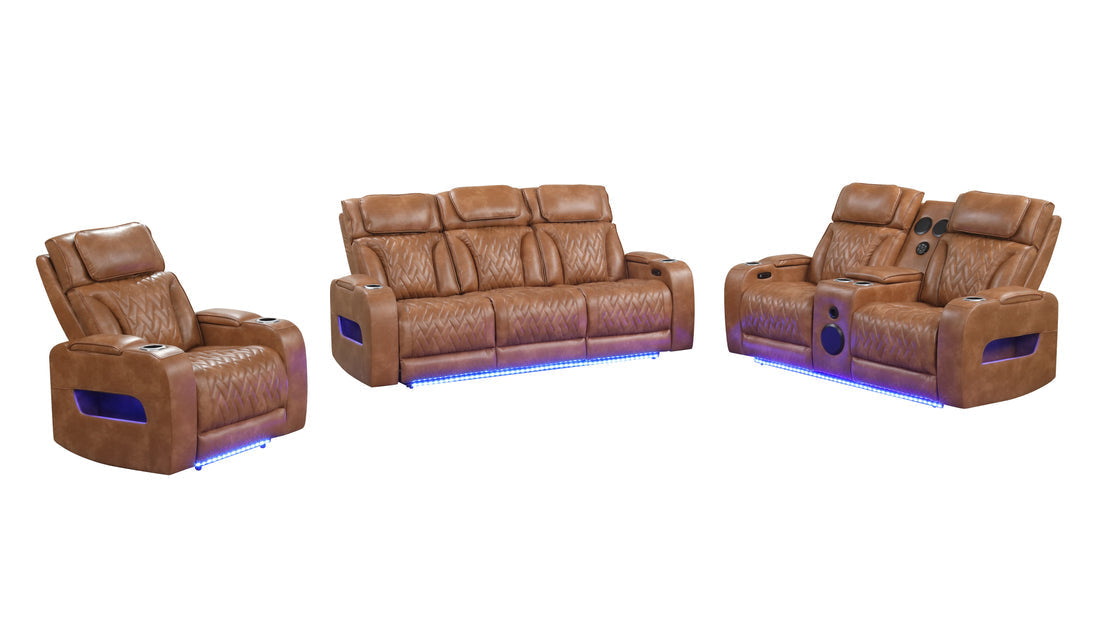 Skyline Brown 3-Piece Power Reclining Living Room Set by New Era Innovations at Eve Furniture