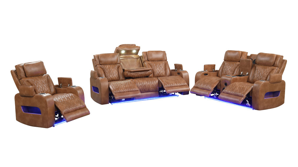 Skyline Brown 3-Piece Power Reclining Living Room Set by New Era Innovations at Eve Furniture