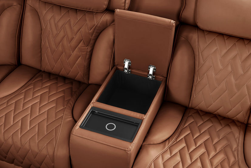 Skyline Brown Caramel Power Air Leather Reclining Sectional by New Era Innovations at Eve Furniture