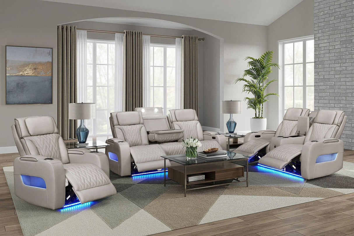 Skyline Sand 3-Piece Power Reclining Living Room Set by New Era Innovations at Eve Furniture