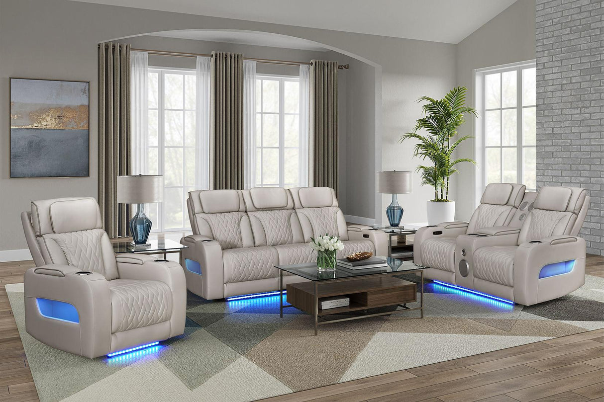 Skyline Sand 3-Piece Power Reclining Living Room Set by New Era Innovations at Eve Furniture