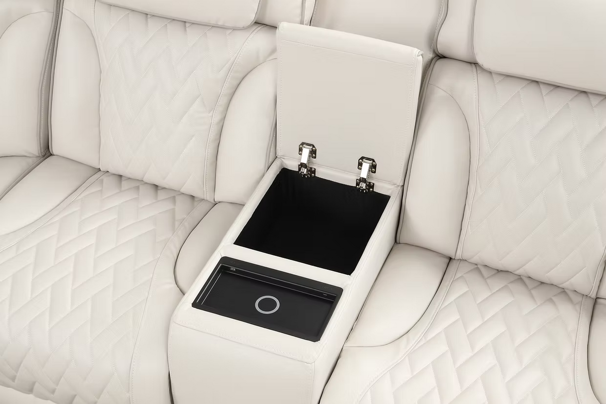 Skyline Sand Power Air Leather Reclining Sectional by New Era Innovations at Eve Furniture