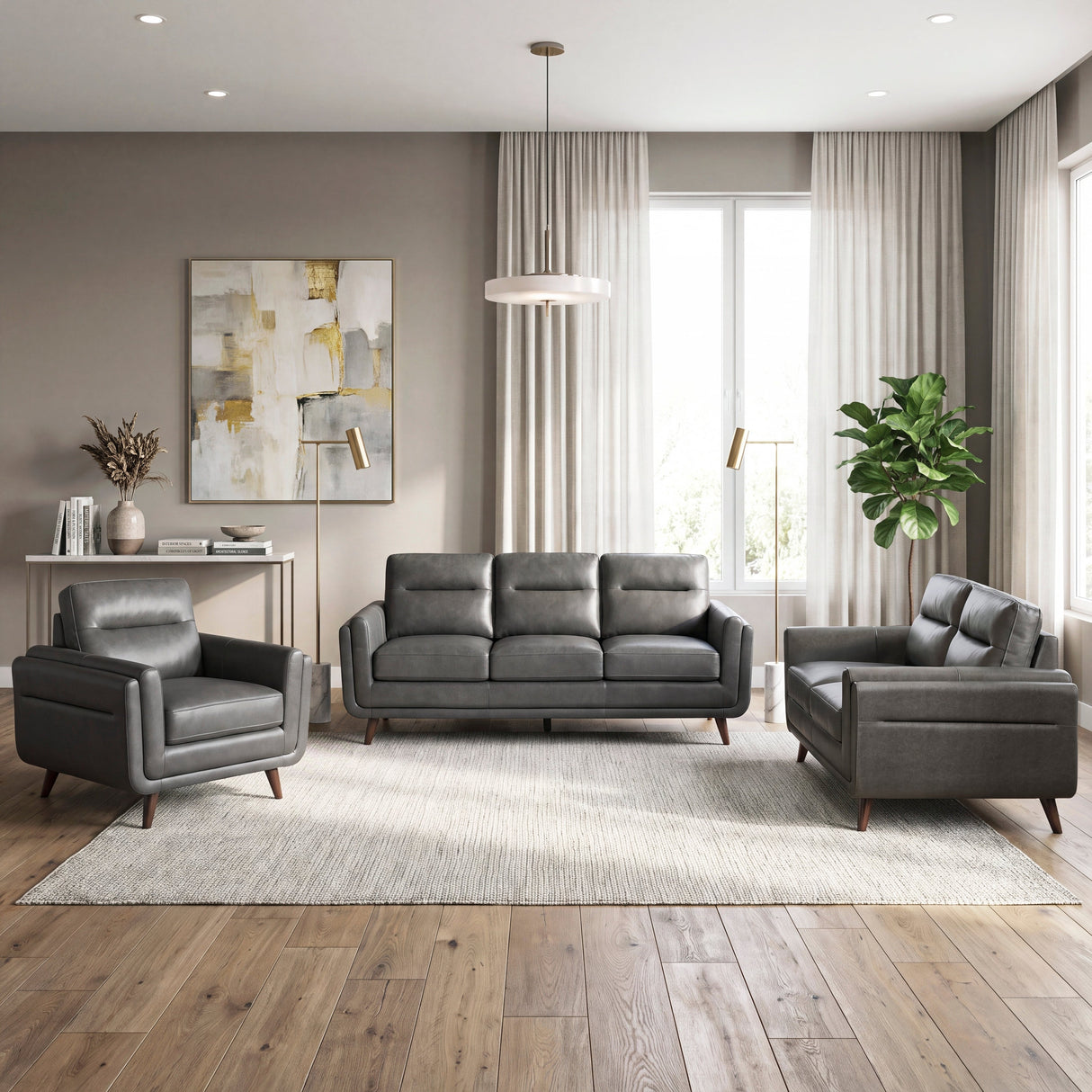 Slate Dark Gray Leather Chair by Homelegance at Eve Furniture