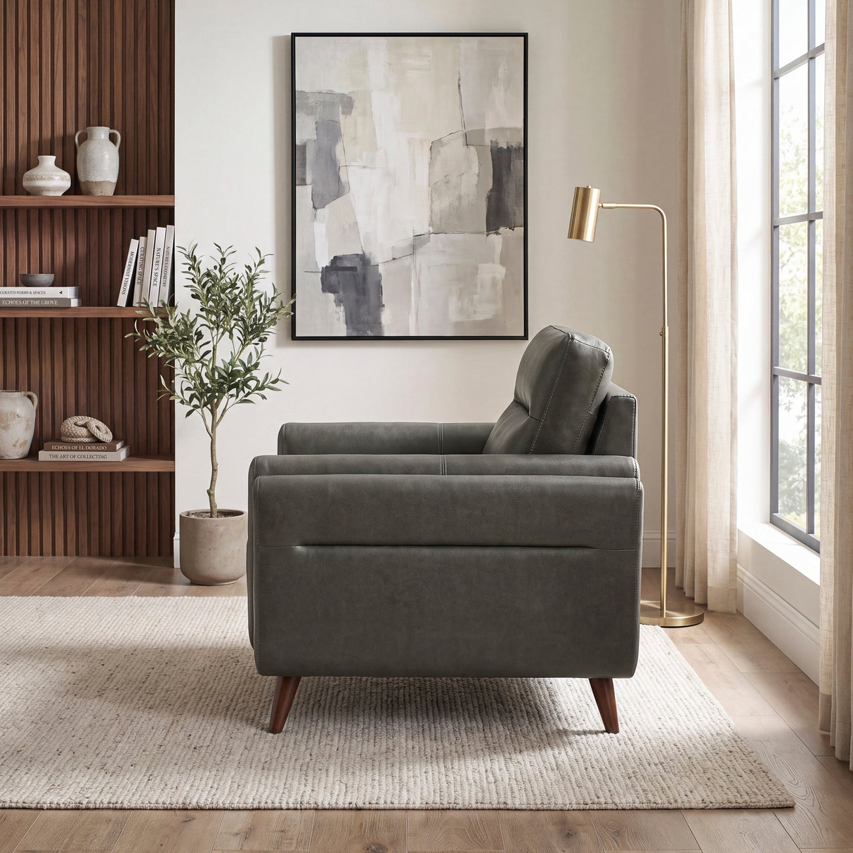 Slate Dark Gray Leather Chair by Homelegance at Eve Furniture