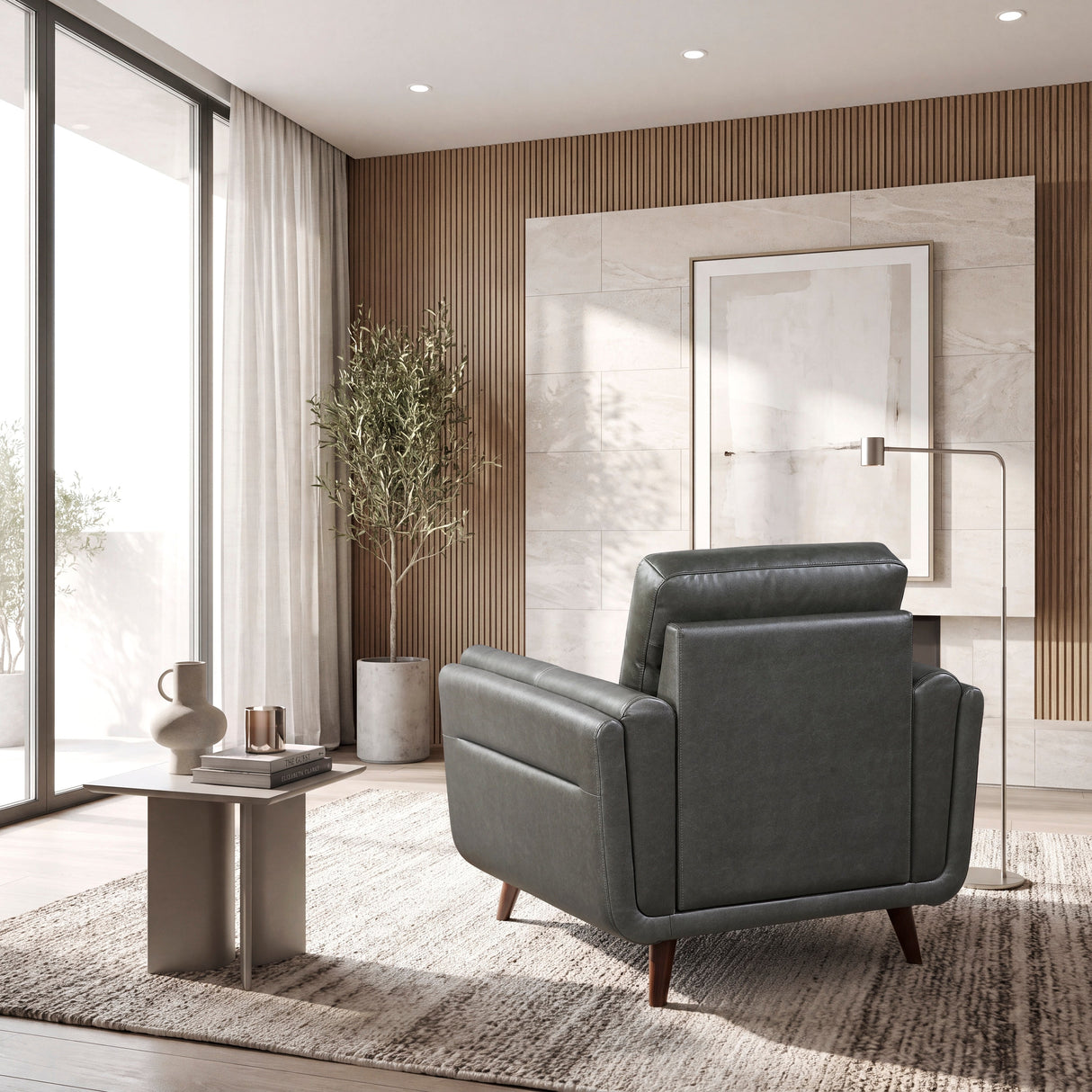 Slate Dark Gray Leather Chair by Homelegance at Eve Furniture