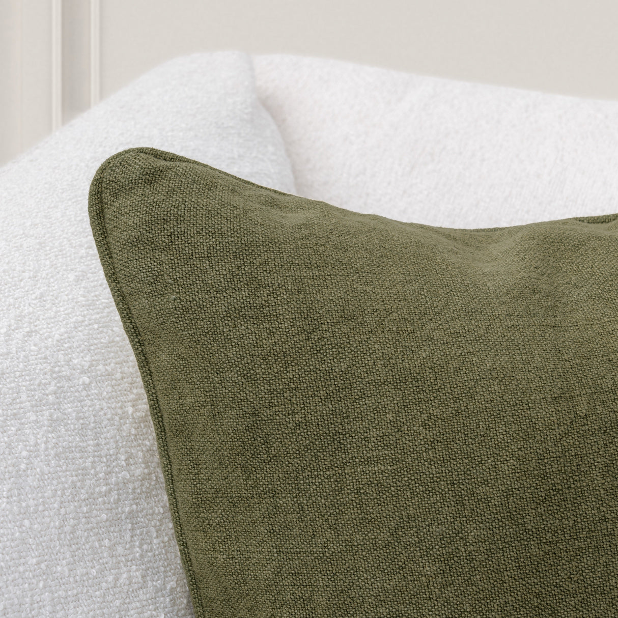 SLD Bedford Olive Green Linen 22x22 Throw Pillow (Set of 2) by Classic Home at Eve Furniture