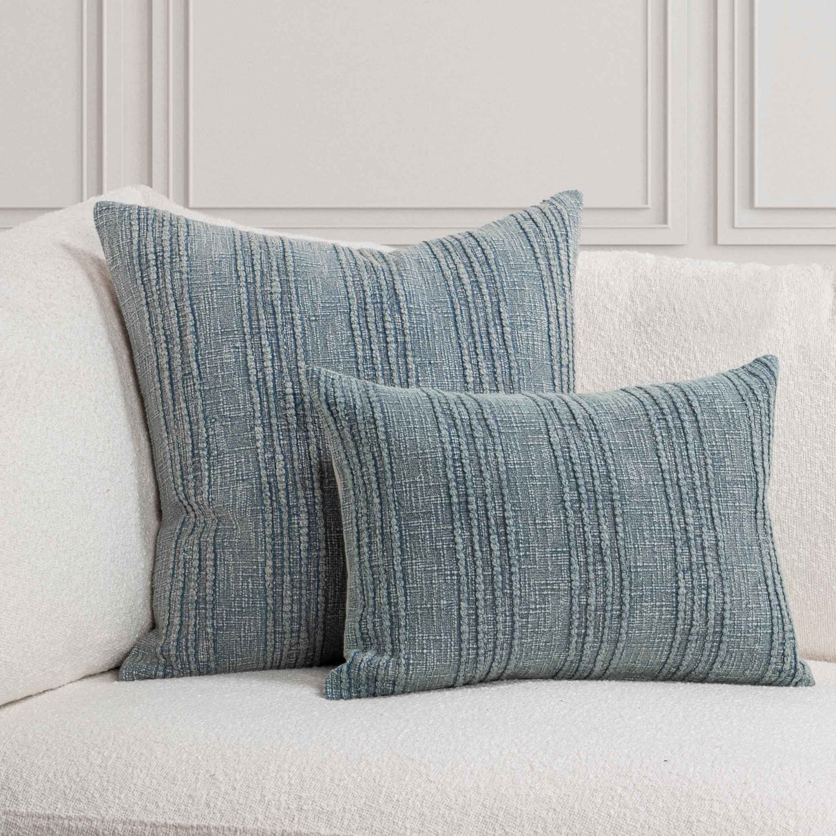 SLD Gratitude Sea Fog Blue Multiple Sizes Throw Pillow (Set of 2) by Classic Home at Eve Furniture