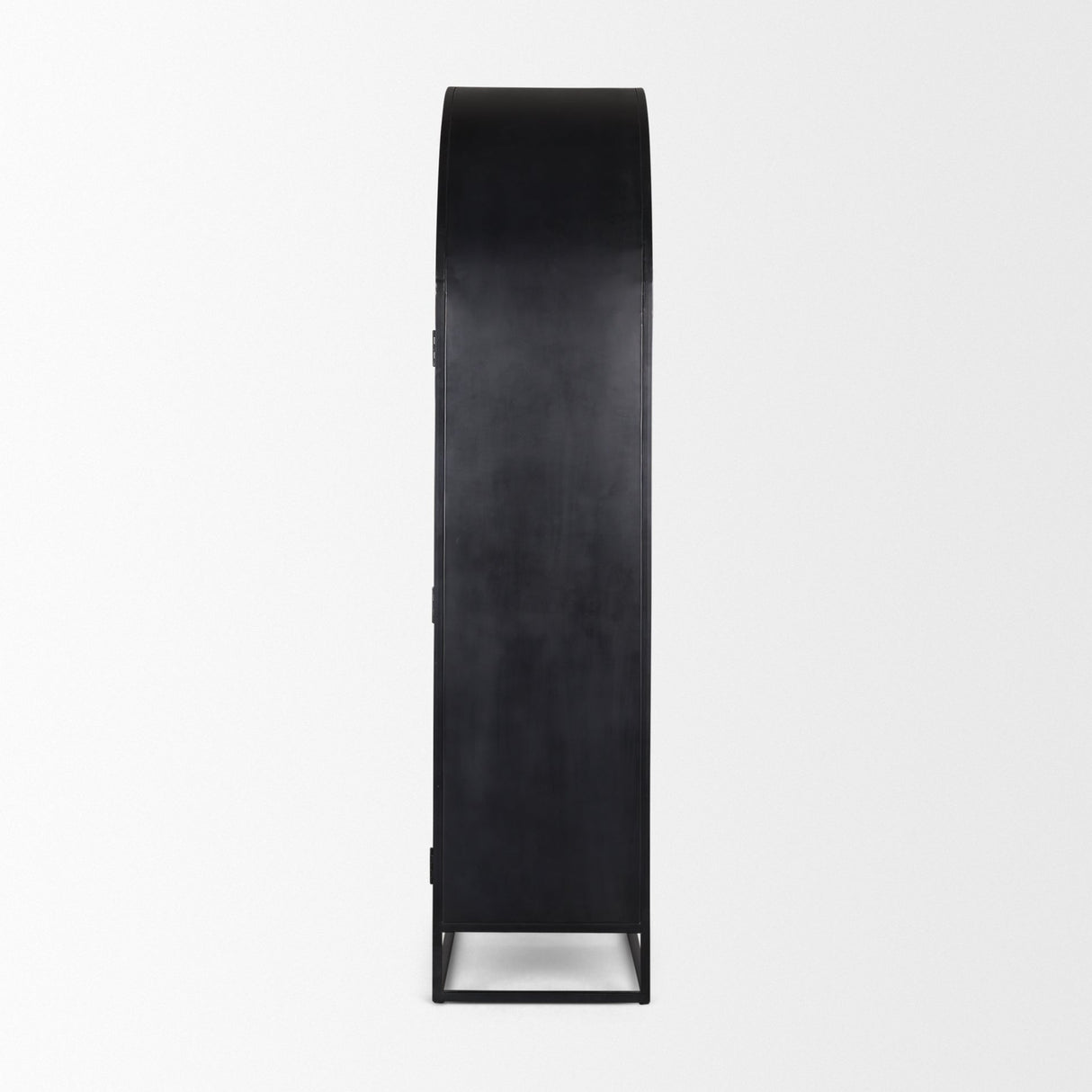 Sloan 42W x 80H Dark Brown Wood W/Black Metal Arched Curio Cabinet by Mercana at Eve Furniture