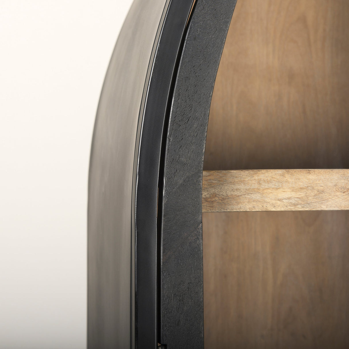Sloan 47.5W x 85.5H Black Wood W/Black Metal Frame Arch Cabinet by Mercana at Eve Furniture
