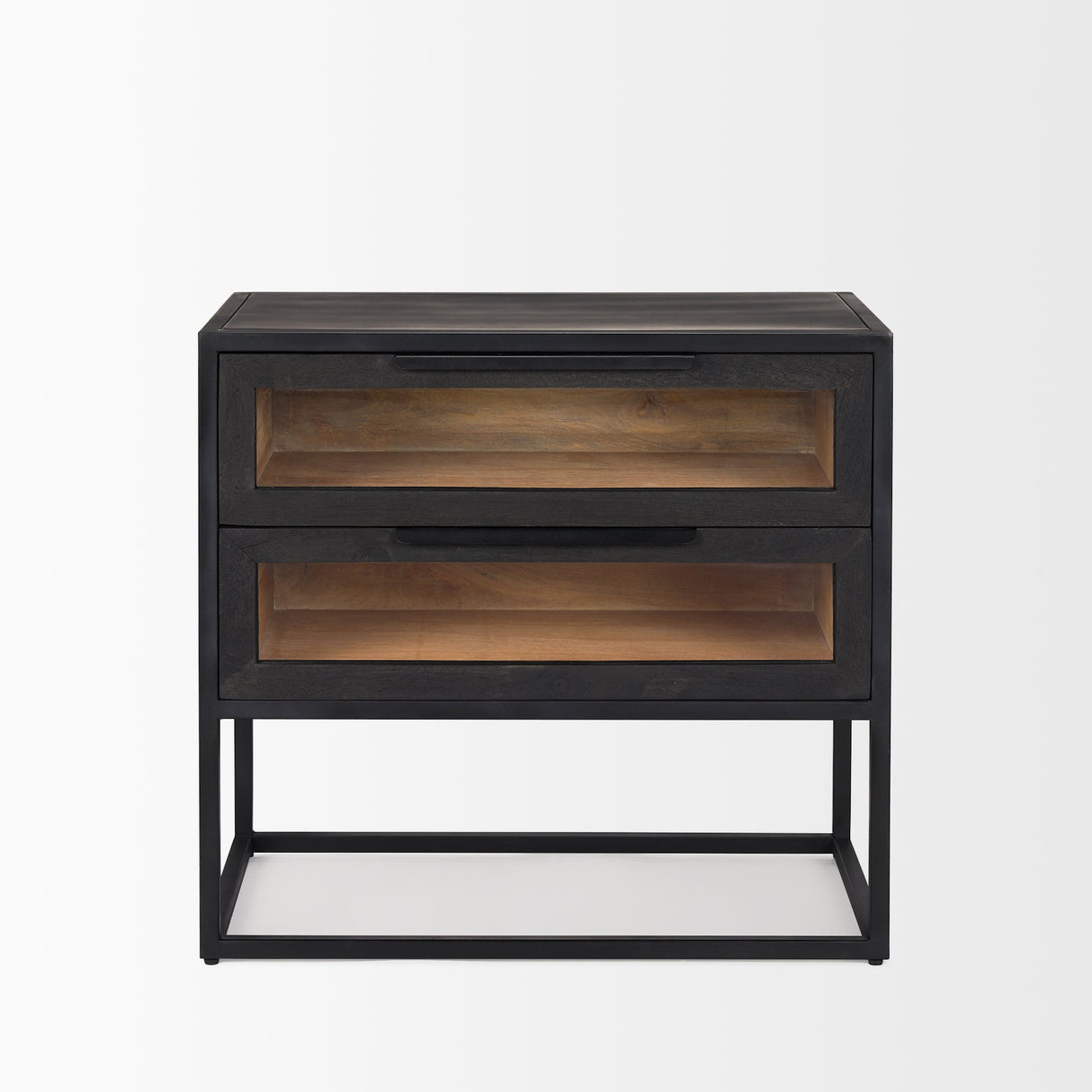 Sloan Black Wood W/Black Metal Frame Side Table by Mercana at Eve Furniture