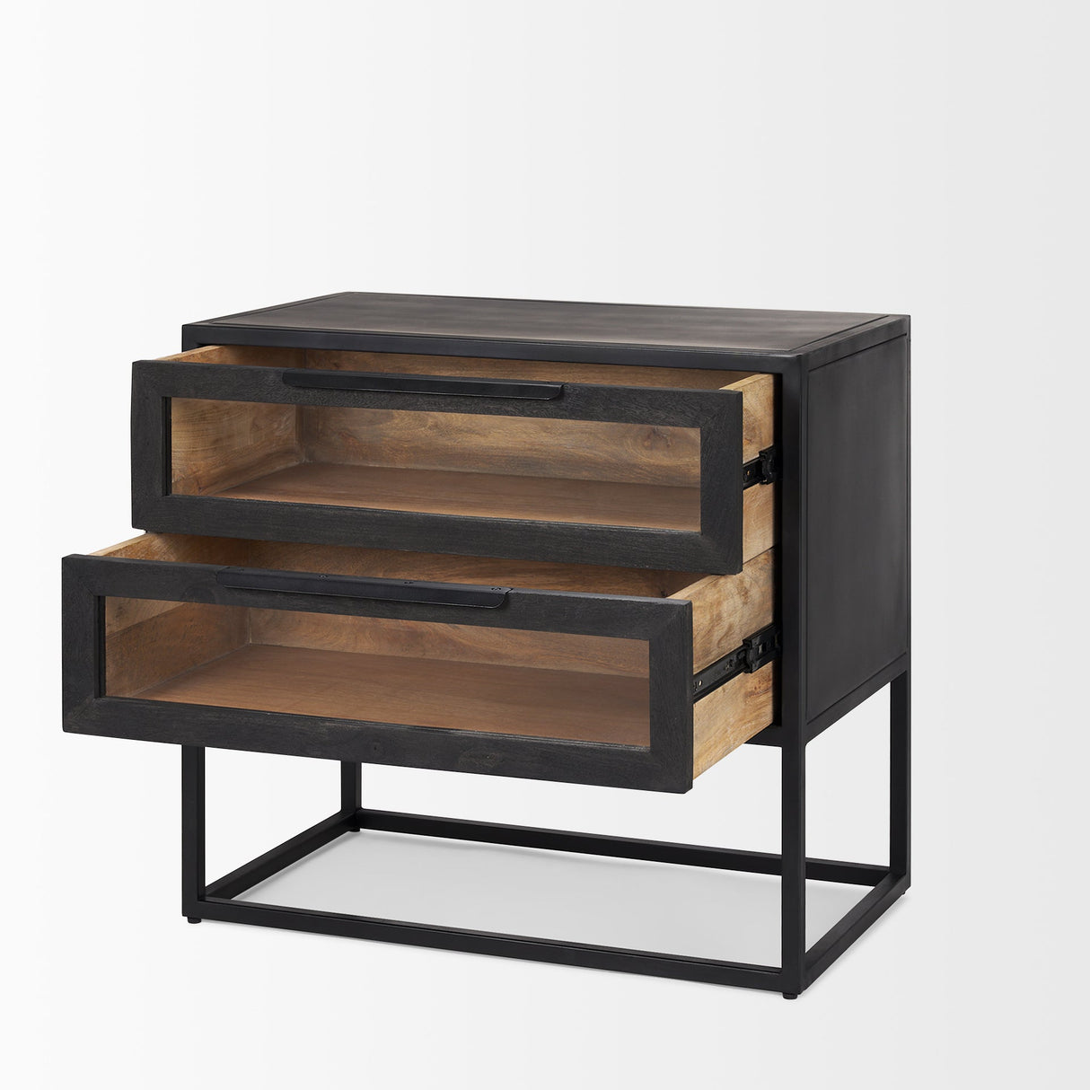 Sloan Black Wood W/Black Metal Frame Side Table by Mercana at Eve Furniture