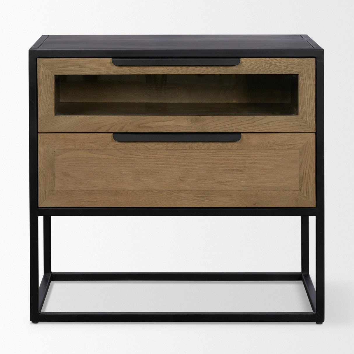 Sloan Light Brown W/ Black Metal Frame Side Table by Mercana at Eve Furniture