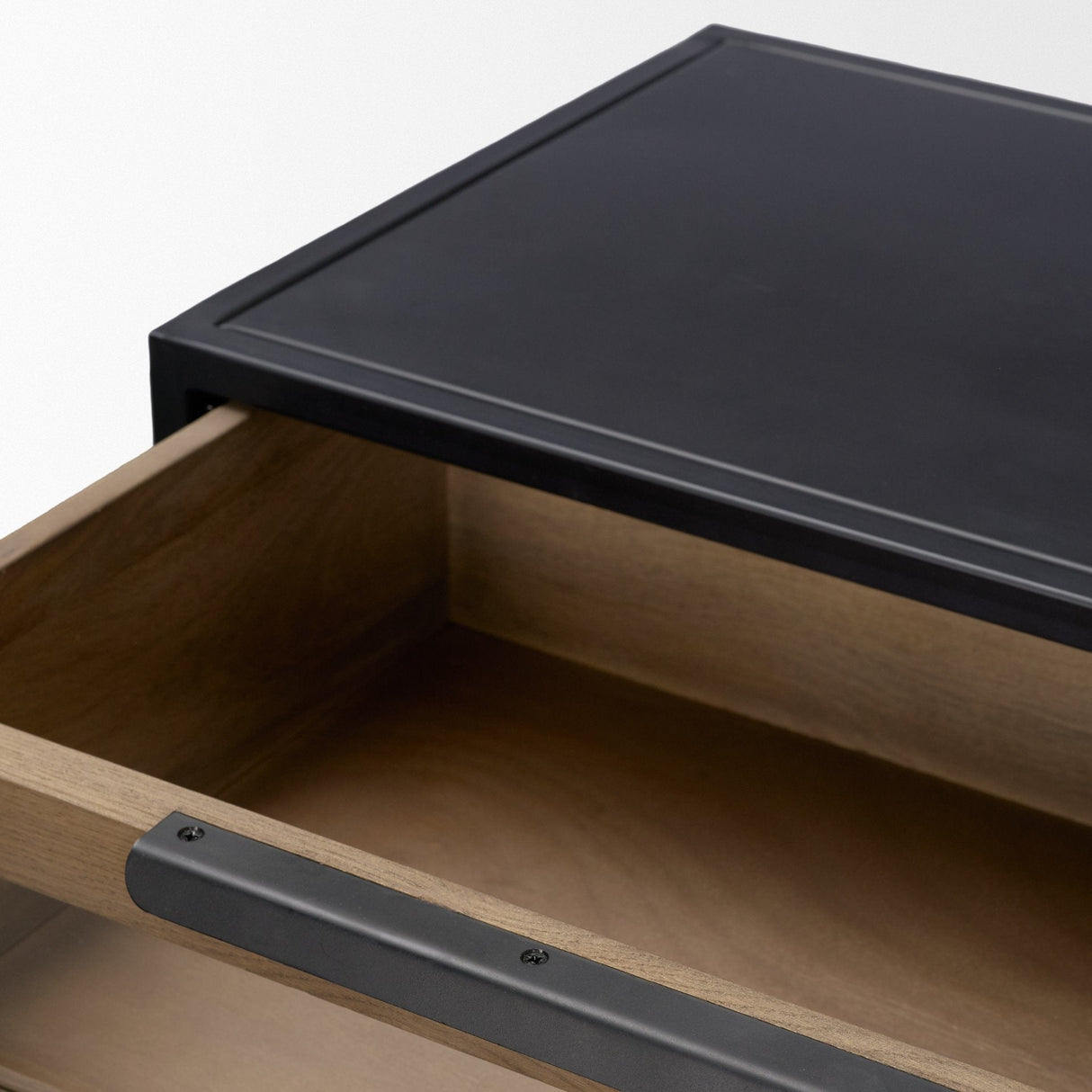 Sloan Light Brown W/ Black Metal Frame Side Table by Mercana at Eve Furniture