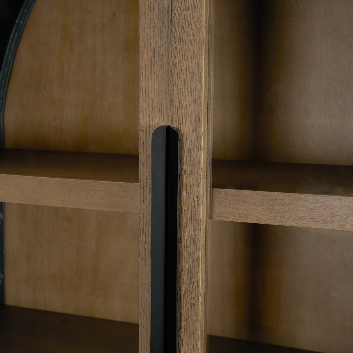 Sloan 47.5W x 80.5H Light Brown W/Black Metal Frame Arched Cabinet by Mercana at Eve Furniture