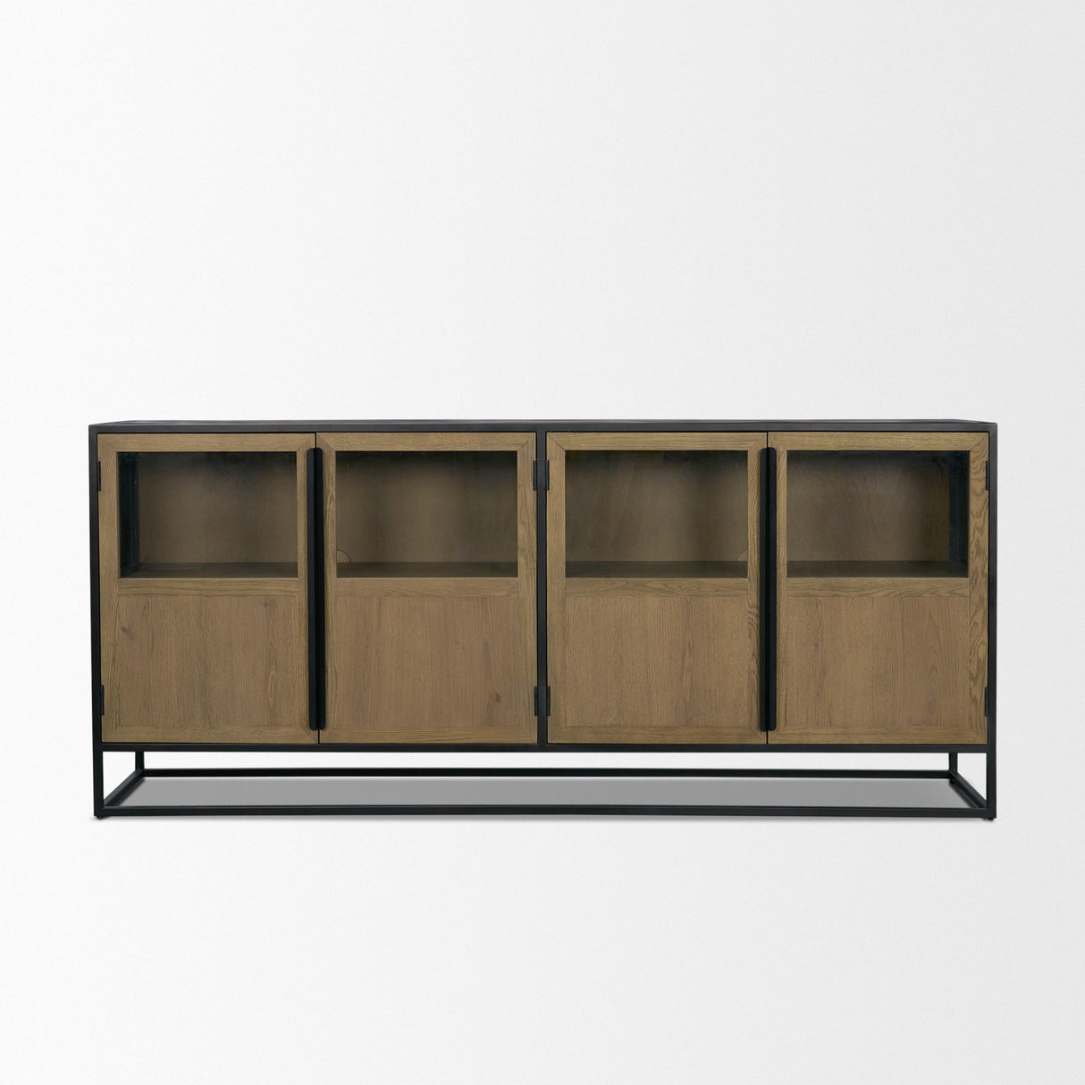 Sloan 80" Light Brown Wood W/Black Metal Frame Sideboard by Mercana at Eve Furniture