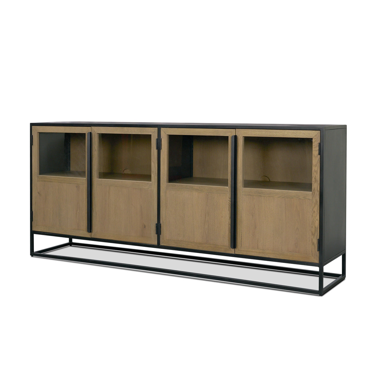 Sloan 80" Light Brown Wood W/Black Metal Frame Sideboard by Mercana at Eve Furniture