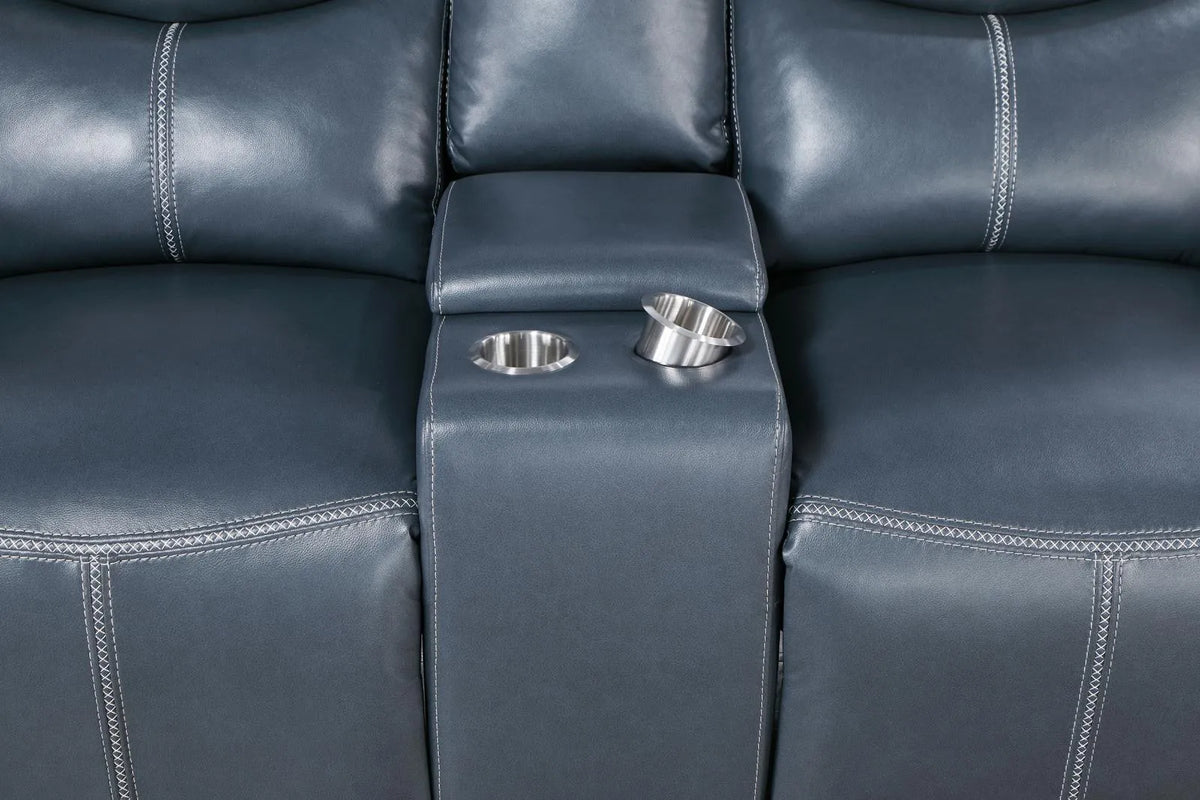Sloane Blue 2-Piece Upholstered Motion Reclining Sofa Set by Coaster at Eve Furniture
