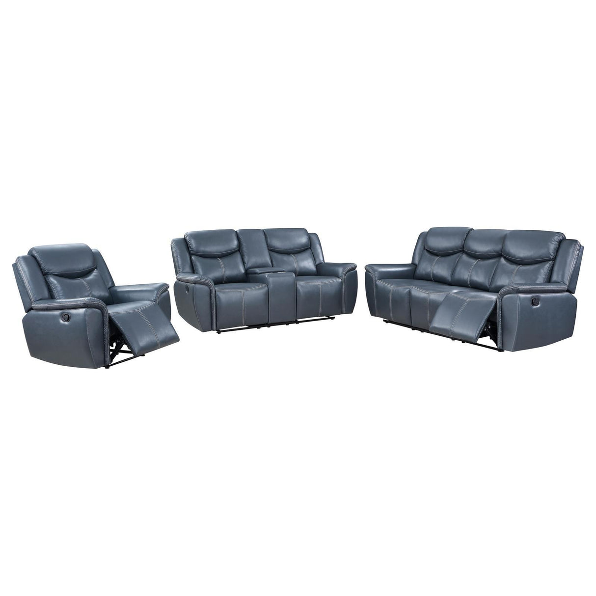 Sloane Blue 3-Piece Upholstered Motion Reclining Sofa Set by Coaster at Eve Furniture