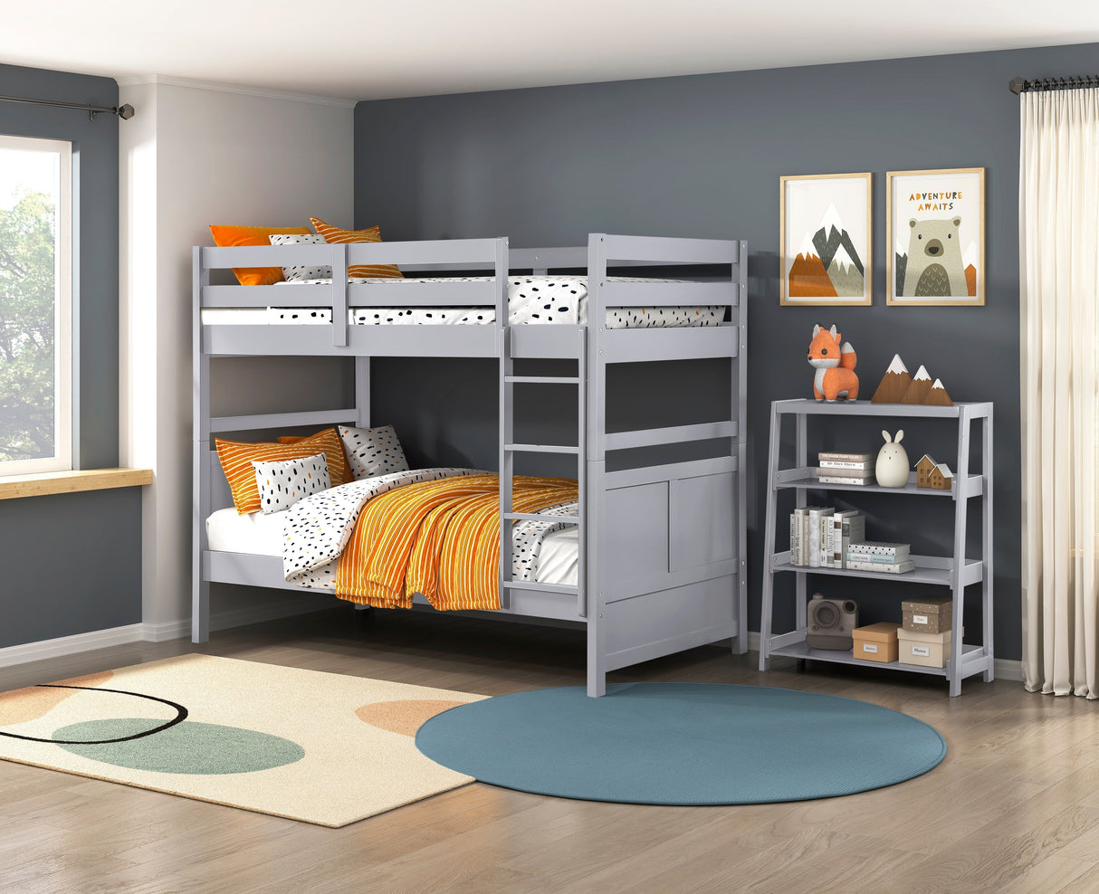 Sloane Gray Bookcase with 3 Fixed Shelves by Homelegance at Eve Furniture