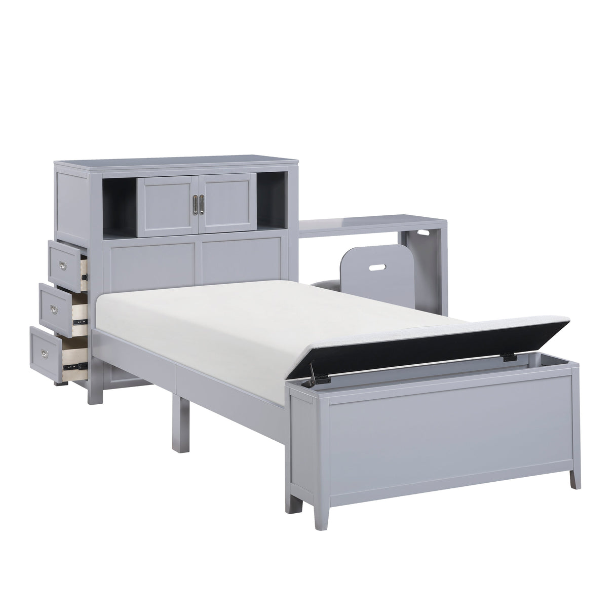 Sloane Gray Twin Bookcase Bed by Homelegance at Eve Furniture